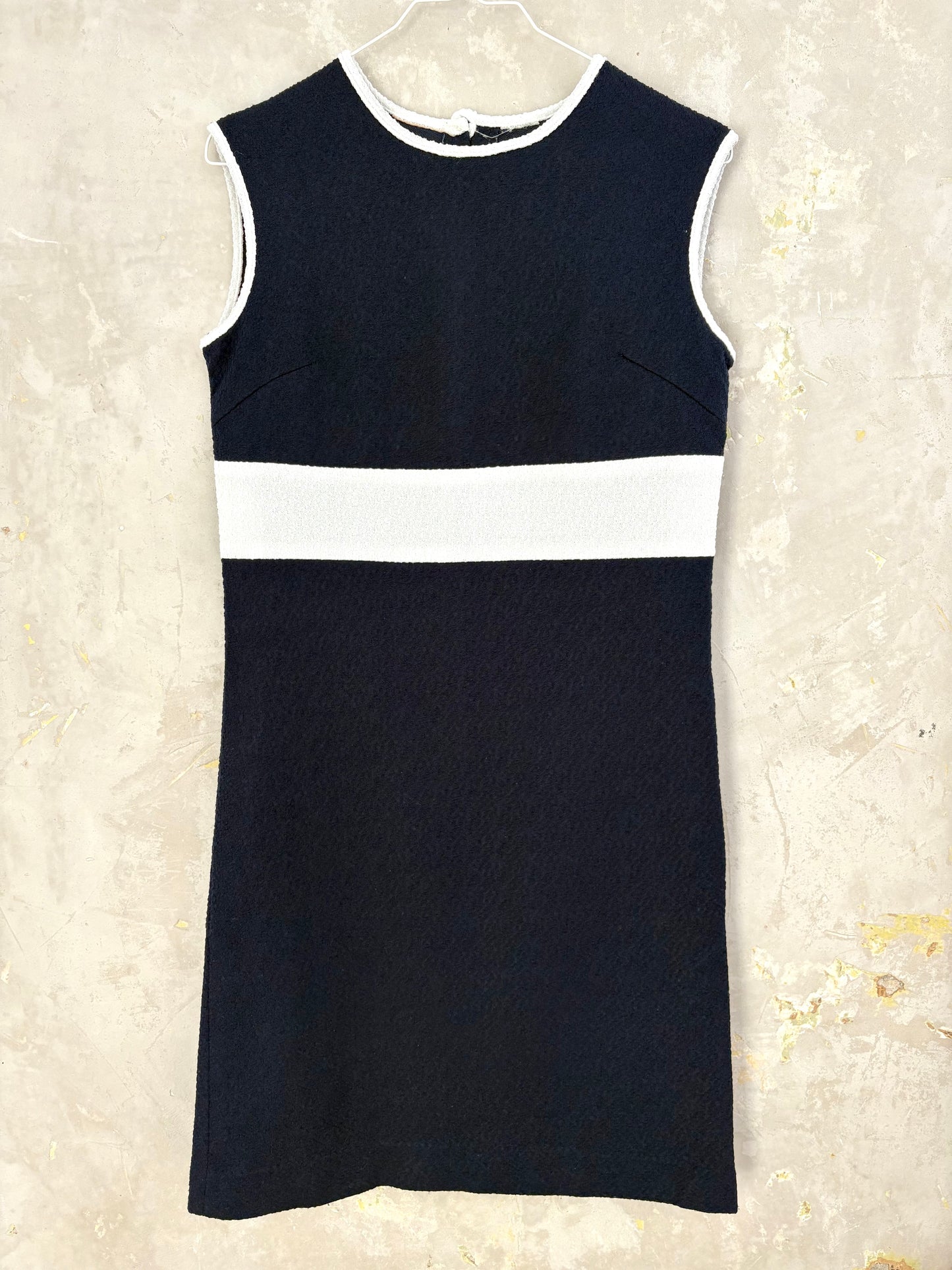 vintage 60s mod marine navy blue & white sleeveless mini dress